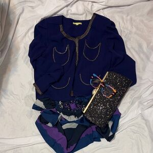 Ice Asymmetrical Vintage Multi-Colored Dress with Waist Beaded Trim